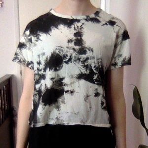 Zara Tie Dye Marble Printed Graphic Crop T-shirt